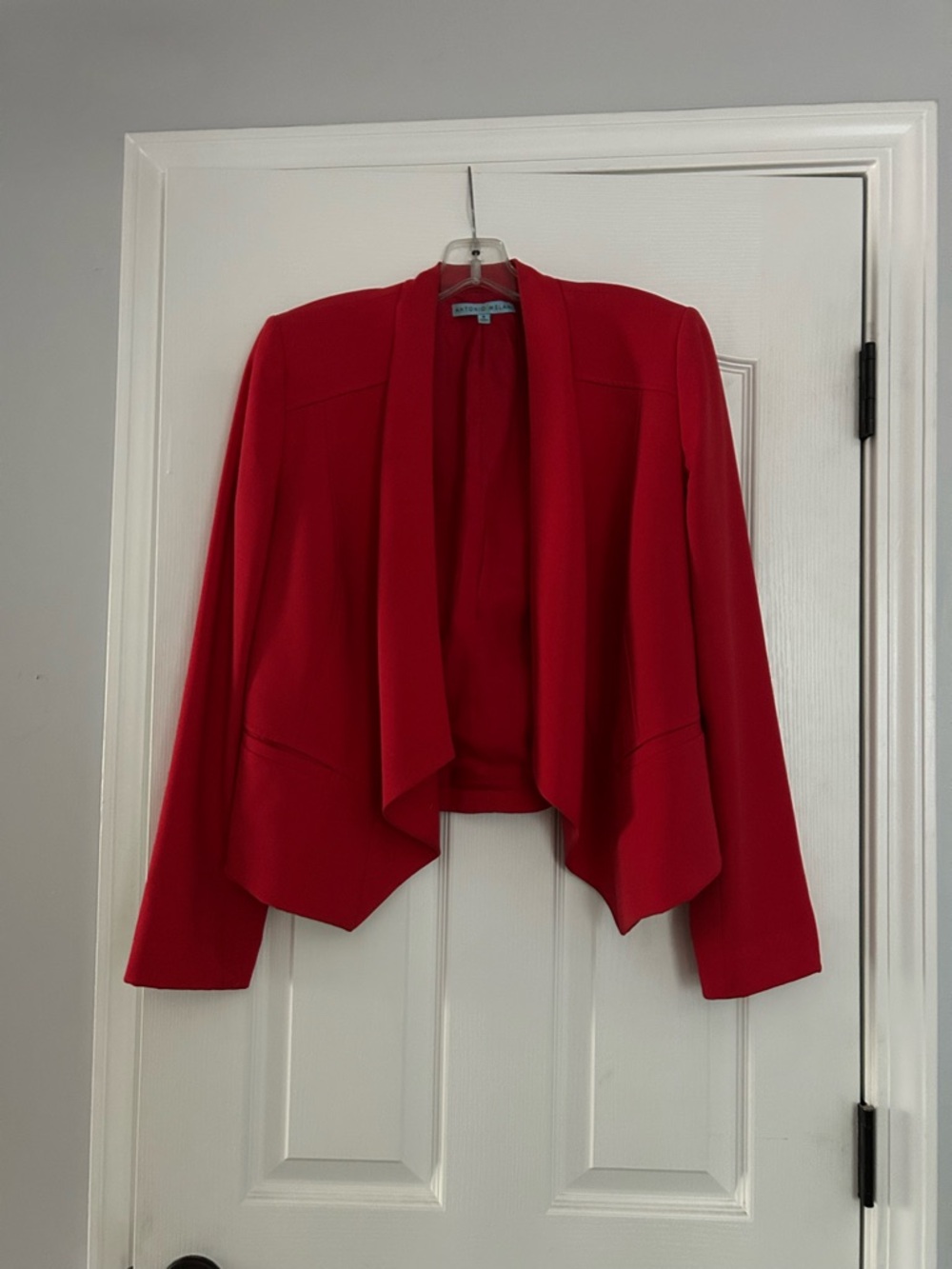 ANTONIO MELANI Red Draped Open-Front Blazer